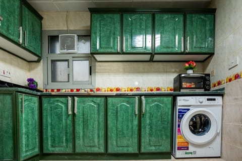 Kitchen or kitchenette, oven, washing machine