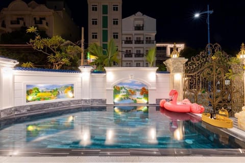 Night, Natural landscape, Pool view, Swimming pool, sunbed