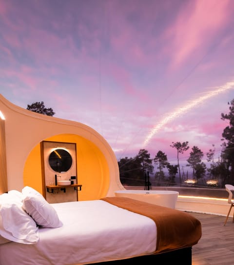 Bed, Natural landscape, Photo of the whole room, Bedroom, Sunrise