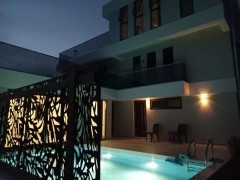 Night, Pool view, Swimming pool