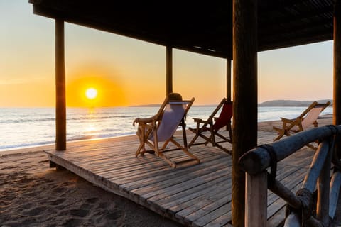 Natural landscape, Balcony/Terrace, Beach, Sea view, Sunset