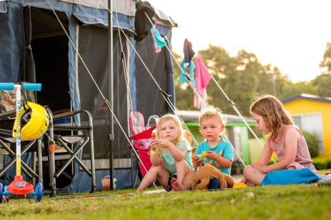 Natural landscape, children, group of guests