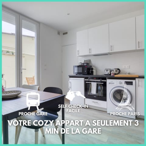 Kitchen or kitchenette, Dining area, Text overlay, minibar, pet friendly, stove, toaster, washing machine