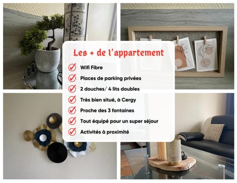 Logement entier- Cergy 2 douches/ 4 lits doubles Wohnung in Pontoise