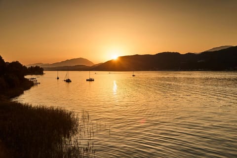 Nearby landmark, Natural landscape, Lake view, Sunset