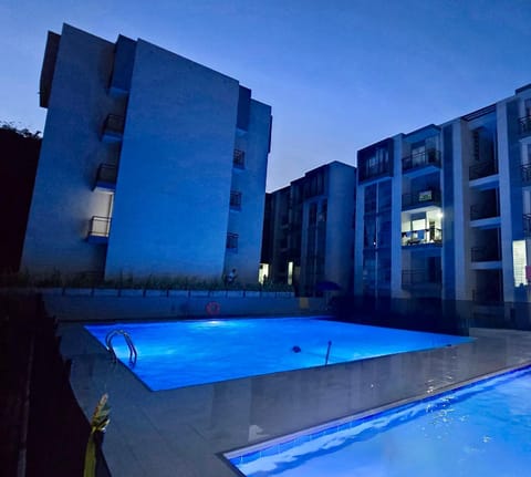 Property building, Night, Pool view, Swimming pool