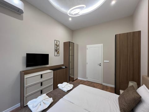 Bed, TV and multimedia, Bedroom, towels, wardrobe, air conditioner