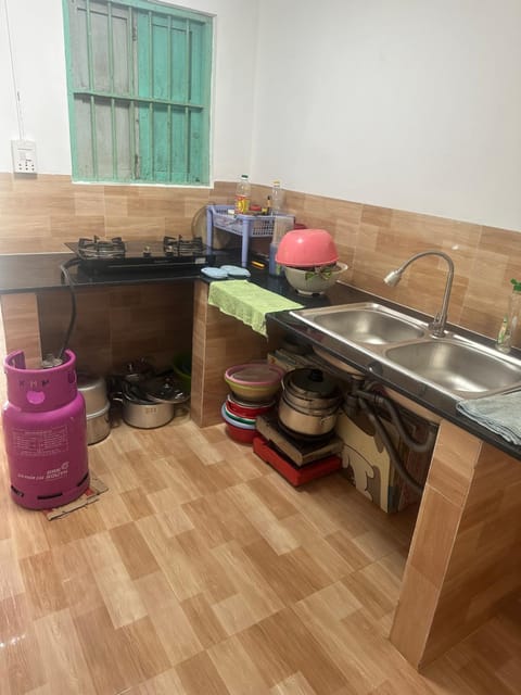 Kitchen or kitchenette, stove