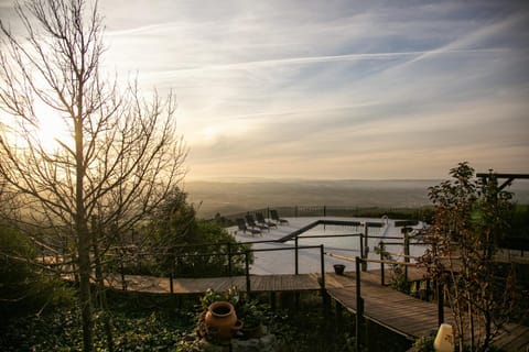 Natural landscape, Swimming pool, Sunset