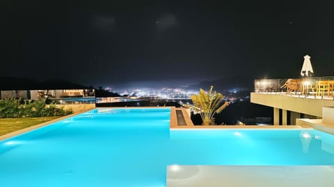 Night, Pool view, Swimming pool