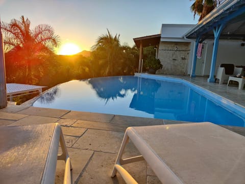 Patio, Day, Natural landscape, Pool view, Swimming pool, Sunset, sunbed