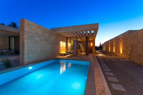 Property building, Night, Pool view, Swimming pool