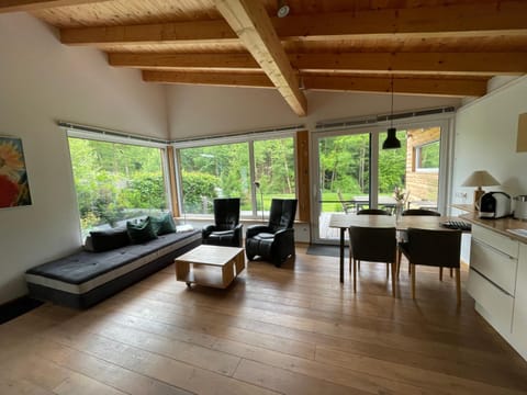 Living room, Dining area, Garden view