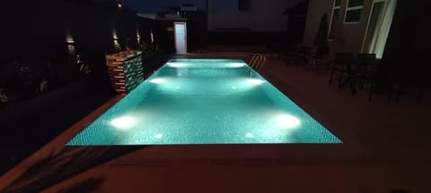 Night, Pool view, Swimming pool