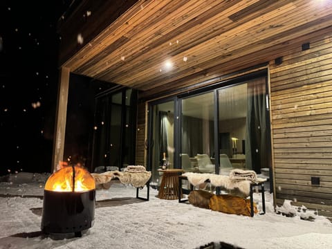 Patio, Night, Winter, Seating area