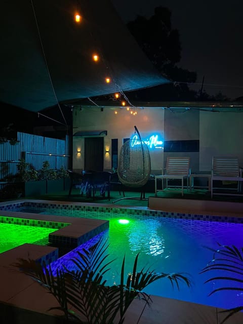 Night, Pool view, Swimming pool