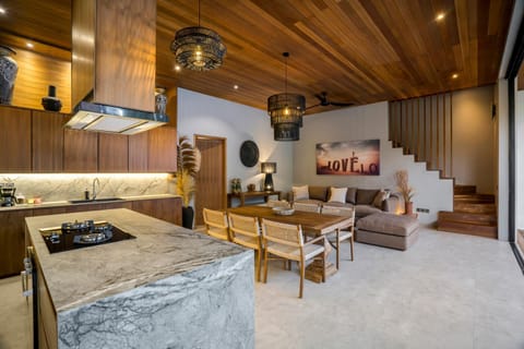 Kitchen or kitchenette, Living room, Seating area