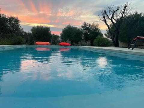 Natural landscape, Pool view, Swimming pool, Sunset, sunbed