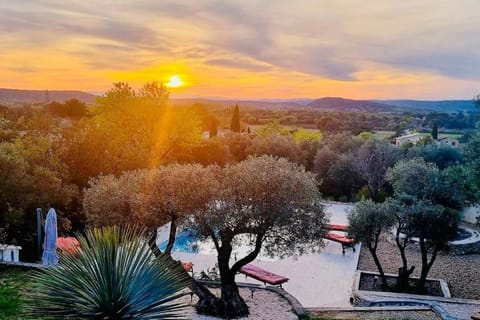 Natural landscape, Mountain view, Pool view, Swimming pool, Sunset