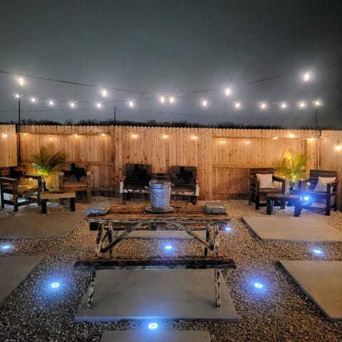 Patio, Night, Seating area