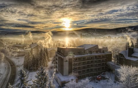 Winter, Mountain view, Sunrise