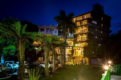 Property building, Night, Garden, Garden view