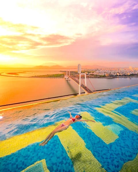 Nearby landmark, Natural landscape, Pool view, Swimming pool, Sunrise