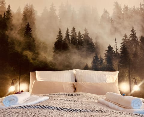 Bed, Natural landscape, Photo of the whole room, Bedroom, towels