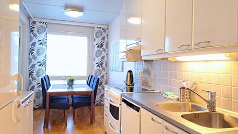 Dining area, stove, kitchen