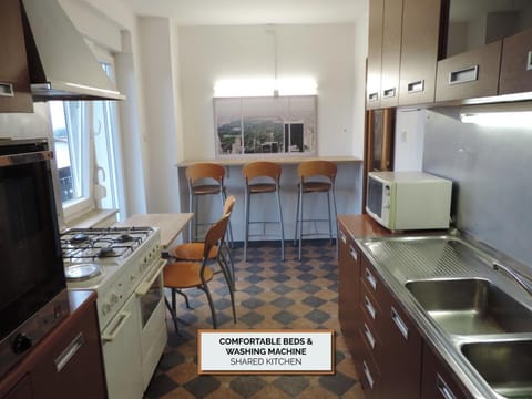 Kitchen or kitchenette, Dining area, Communal kitchen, microwave, oven, stove, kitchen