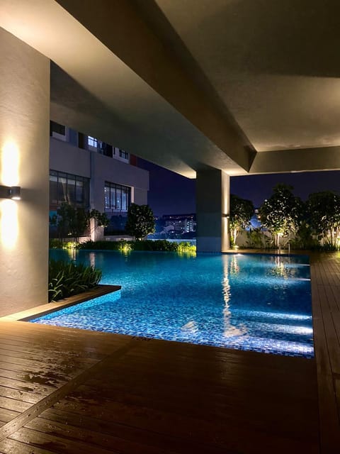 Night, Pool view, Swimming pool, Sports