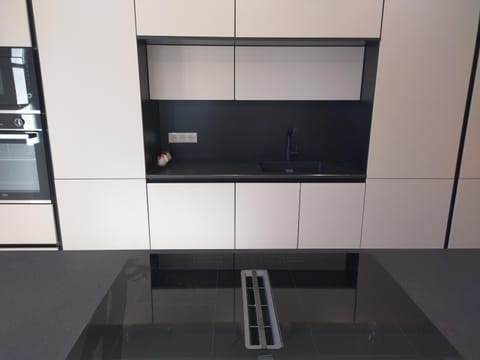 Kitchen or kitchenette, minibar, stove, wardrobe