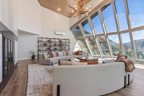 Natural landscape, Living room, Seating area, Mountain view