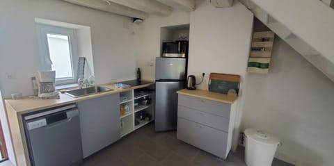 Kitchen or kitchenette, dishwasher, oven, stove