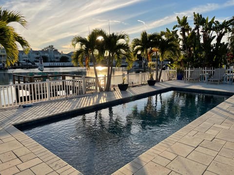 Fishing, Swimming pool, Sunset, sunbed