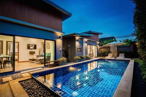 Patio, Night, Pool view