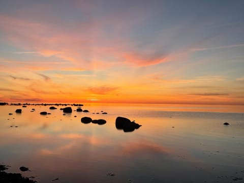 Beach, Sea view, Sunset