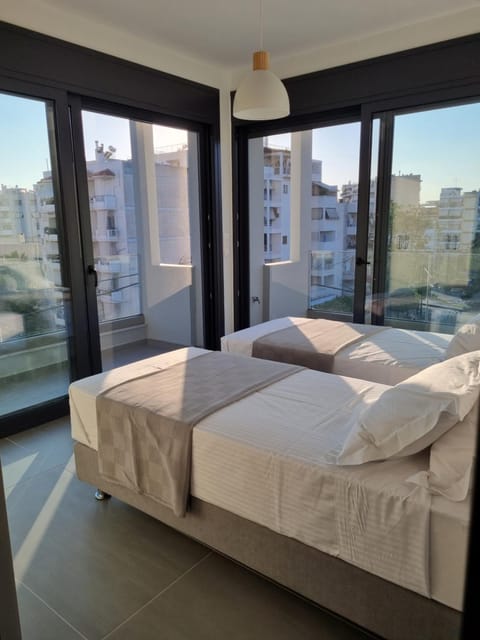 Bed, City view