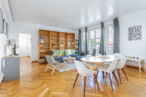 Library, Living room, Seating area, Dining area