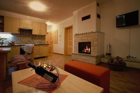 Living room, Dining area, flat iron