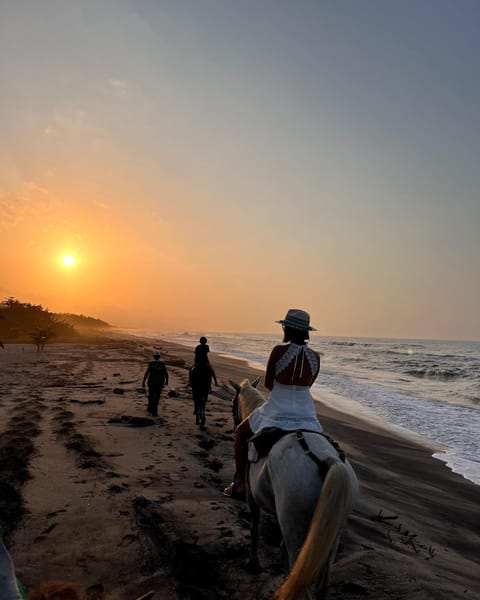 Horse-riding, Beach, Sunset