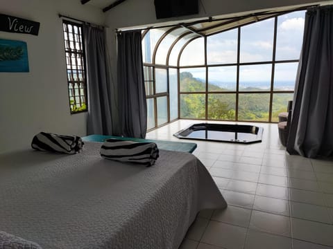 Bed, Natural landscape, Photo of the whole room, Bedroom, Mountain view