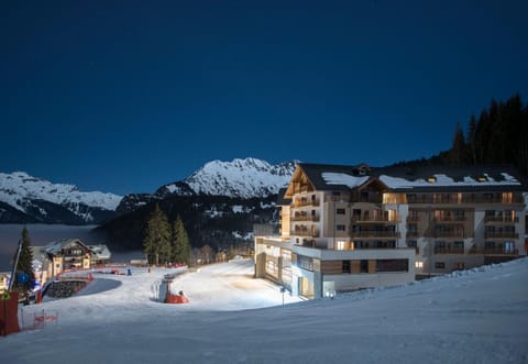 Property building, Night, Natural landscape, Winter, Skiing, Mountain view