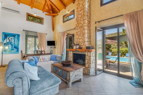 Living room, Seating area, Pool view