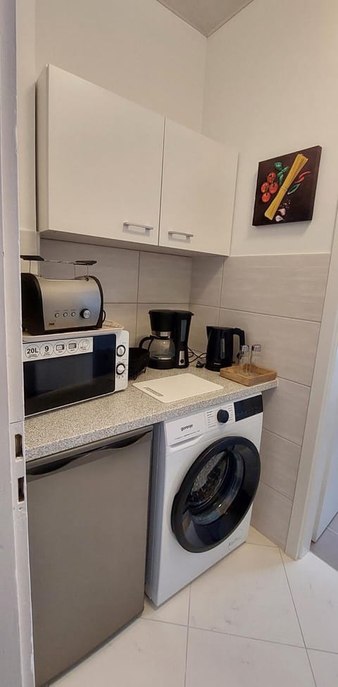 Kitchen or kitchenette, washing machine