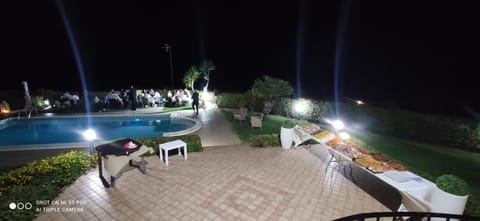 Night, Garden, Pool view, Swimming pool