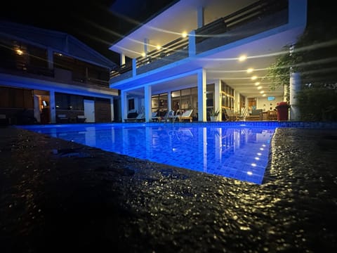 Night, Pool view, Swimming pool