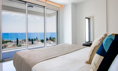 Bed, Natural landscape, Bedroom, Sea view