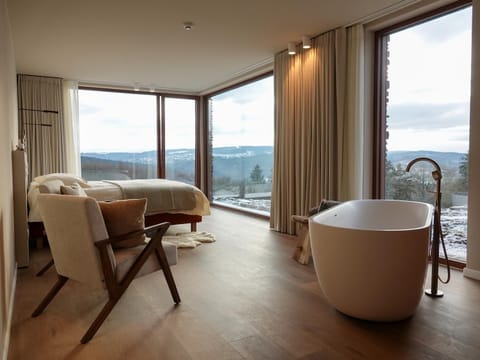 Bed, Natural landscape, Bedroom, Mountain view, Bath