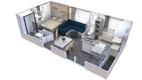 Bed, Kitchen or kitchenette, Photo of the whole room, Floor plan, Bedroom, minibar